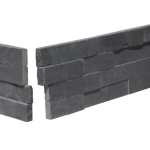 Indian Black Limestone 6X18 Splitface Ledger Panel Corner 2PC (Dog Ear)