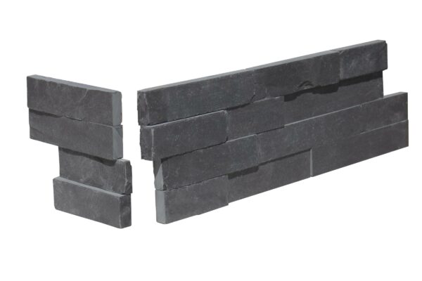 Indian Black Limestone 6X18 Splitface Ledger Panel Corner 2PC (Dog Ear)