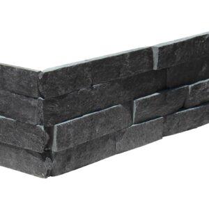 Kings Black Quartz 6X18 Splitface Ledger Panel Corner