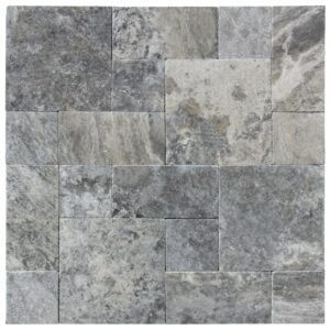 Silver Travertine Roman Pattern Tumbled Paver 3cm