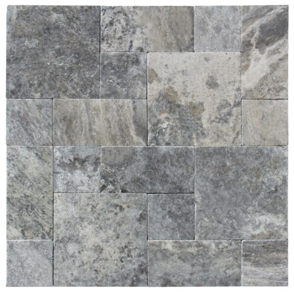Silver Travertine Roman Pattern Tumbled Paver 3cm