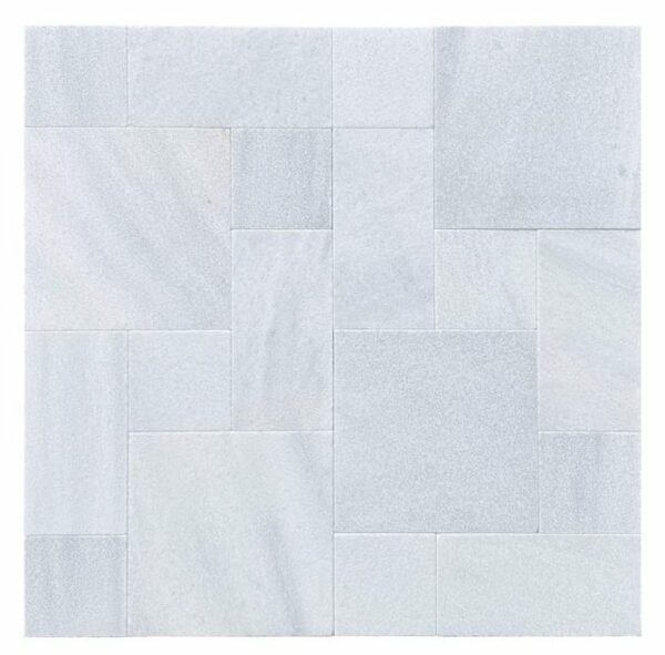 White Marble Roman Pattern Leathered Paver 3cm