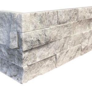 Carrara White Marble Split Face 6 x 18 Ledger Panel Corner